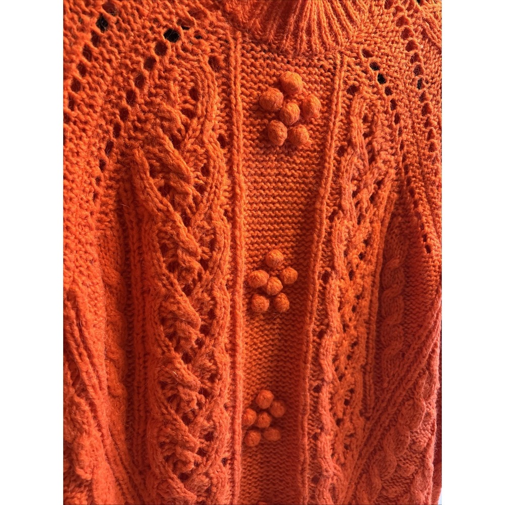J.Crew Sweater‎ Women XS Cable Knit Pointelle Flowers Alpaca Wool Cottage Core - Picture 2 of 7